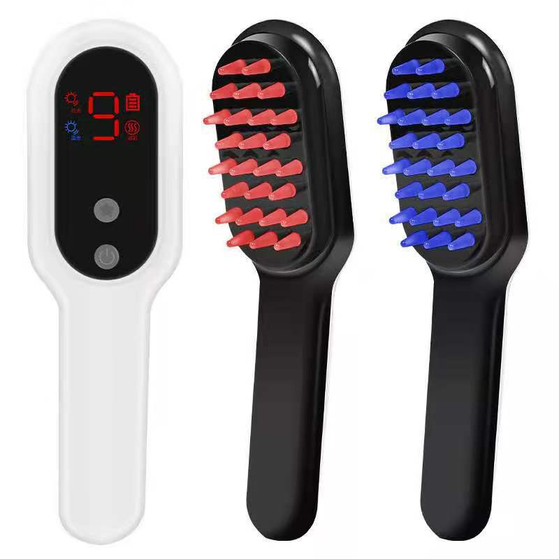Electric Head Massager Magnetic Therapy Hair Growth Comb Blue Red Light Scalp Massage Brush Relieve Fatigue Pressure LED
Display