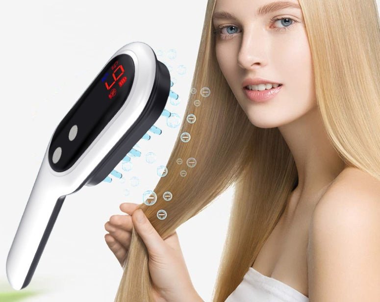 Electric Head Massager Magnetic Therapy Hair Growth Comb Blue Red Light Scalp Massage Brush Relieve Fatigue Pressure LED
Display